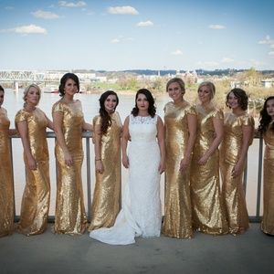 Gold sequined formal maxi dress